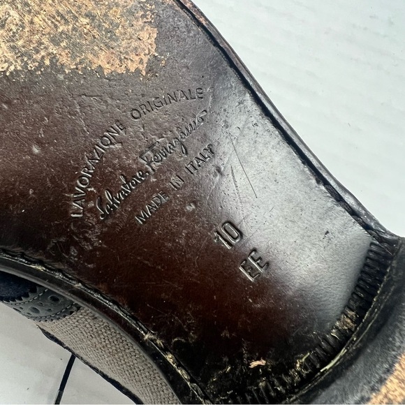 Salvatore Ferragamo Men’s 10 Mixed Media Wingtips Derbies Shoes - Picture 9 of 11